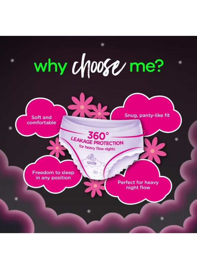 Whisper Bindazzz Night Period Panty|6 M-L Panties|Upto 0% Leaks|360 Degree Leakage Protection|Full Back Coverage|Suitable for Heavy Flow|Flex fit|Soft & Comfortable|with Disposable wrap (Pack of 2) - Image 2